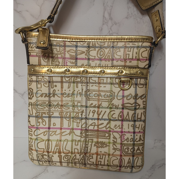 Coach Handbags - Coach Metallic Graffiti Tattersall Swingpack EUC Crossbody Bag